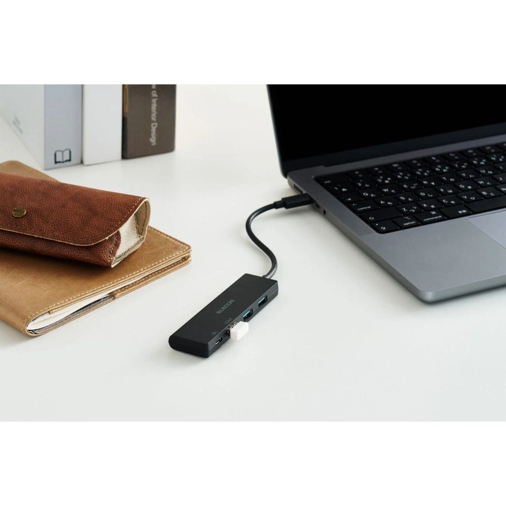 Hub chuyển đổi Elecom U3HC-H040PBK | 1 USB-C + 3 USB-A, USB 3.1 (Gen 1), PD100W