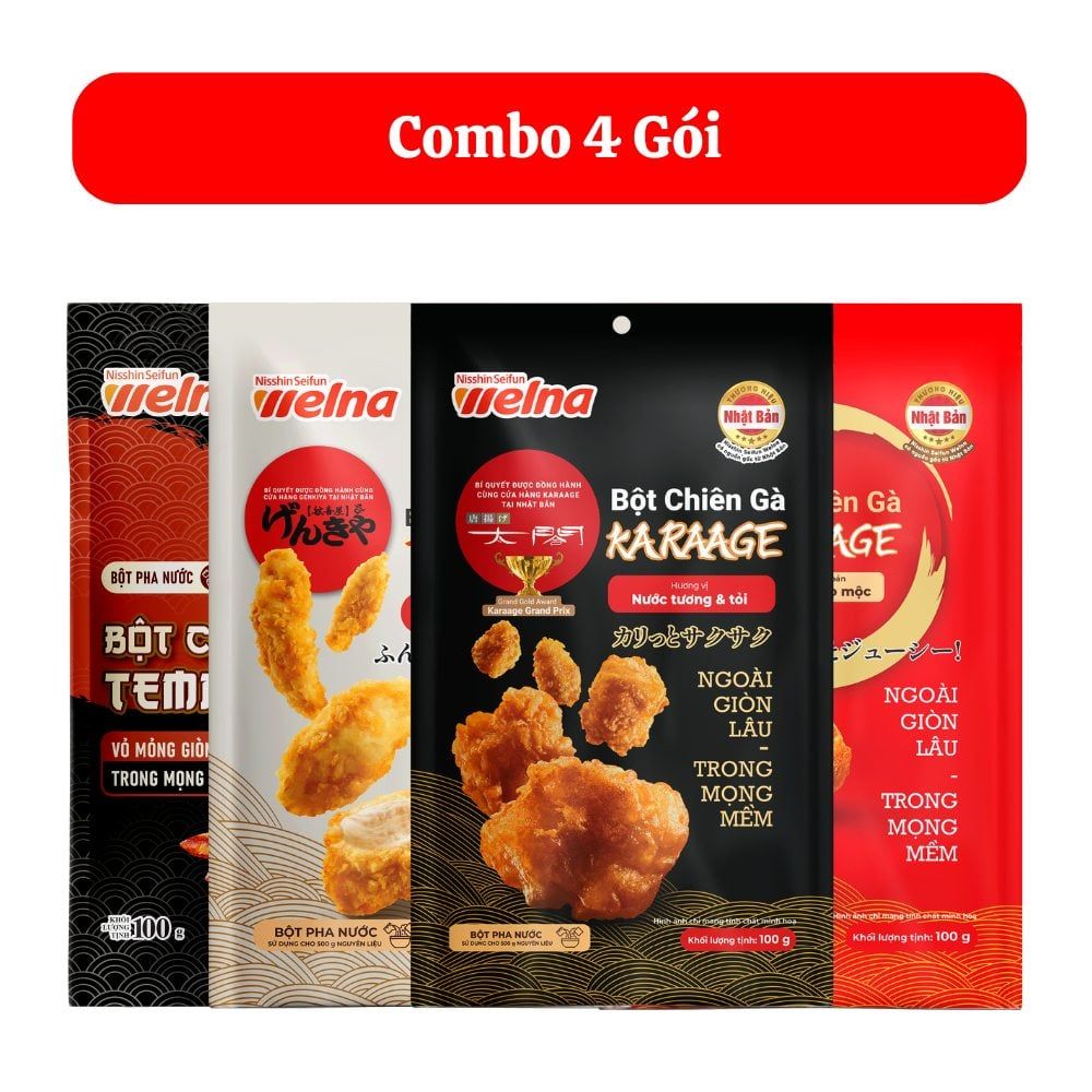 Combo 4 Gói Bột Chiên Nisshin Seifun Welna 100g Nhiều Loại