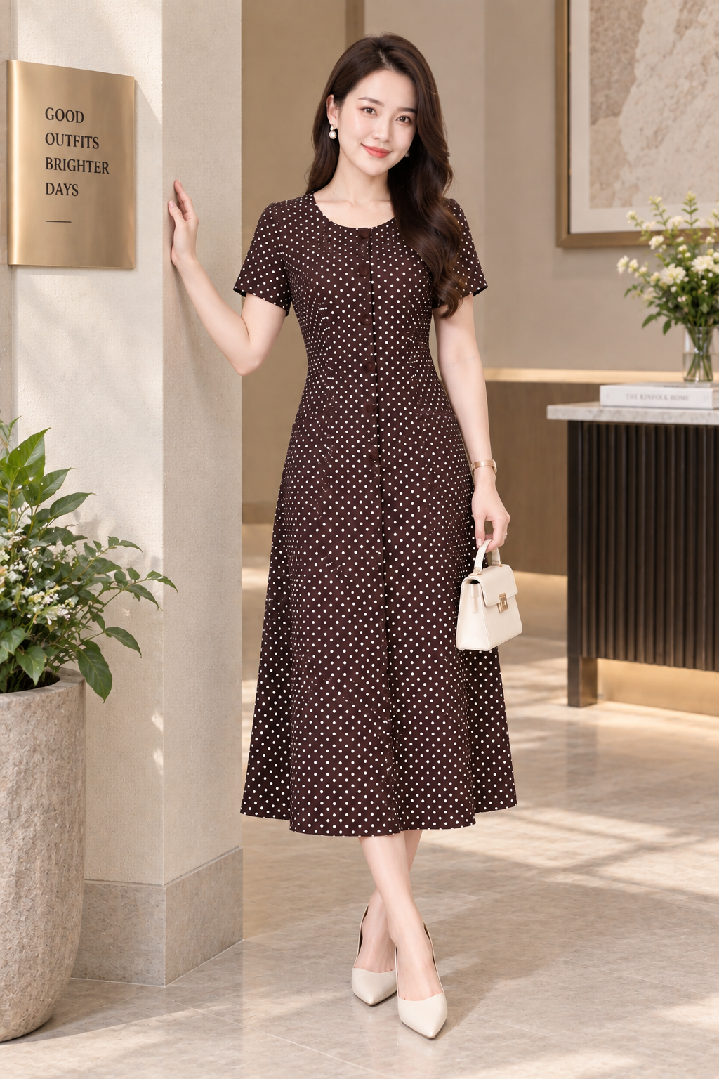 Đầm Linen Suông A Nâu Bi Nhí Tôn Dáng DL756
