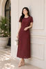 Đầm Suông Trung Niên Chất Linen Dáng Dài Chân Tùng Thêu Đục Lỗ Sang Trọng DL570