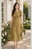 Đầm Suông Trung Niên Chất Linen Vàng Chanh Xẻ Trụ Phối Cúc Thanh Mảnh DL724
