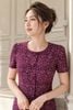 Đầm Linen Suông A Tím Cẩm Hoa Nhí Xẻ Trụ Phối Cúc Tôn Dáng Gọn DL725