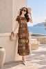 Đầm Suông Trung Niên Linen Dáng Dài Xẻ Chân Tùng Sang Trọng DL572