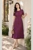 Đầm Linen Suông A Tím Cẩm Hoa Nhí Xẻ Trụ Phối Cúc Tôn Dáng Gọn DL725