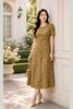 Đầm Suông Trung Niên Chất Linen Vàng Chanh Xẻ Trụ Phối Cúc Thanh Mảnh DL724