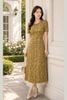 Đầm Suông Trung Niên Chất Linen Vàng Chanh Xẻ Trụ Phối Cúc Thanh Mảnh DL724