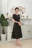 Đầm suông A đen nâu nơ nhí trẻ trung gọn dáng DL616