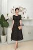 Đầm suông A đen nâu nơ nhí trẻ trung gọn dáng DL616