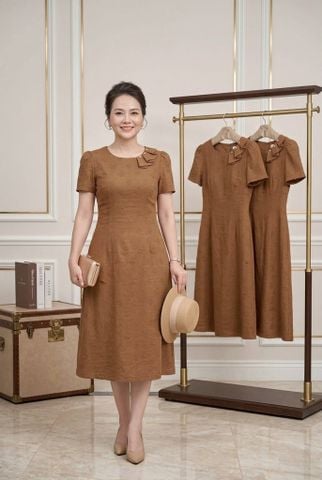  Đầm Suông A Dập Nổi Cổ Áo Chất linent đũi mềm mát DL679 