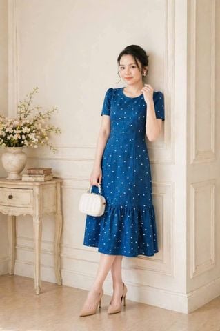  Đầm Suông A Đuôi Cá Xanh Jean Trẻ Trung Tôn Dáng DL683 