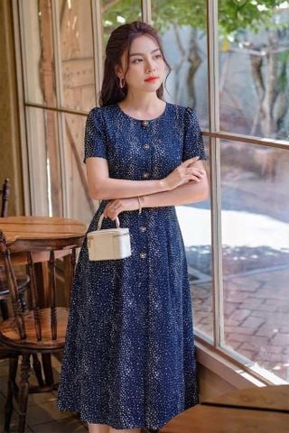  Đầm Suông A Linent sớ cộng Xẻ Trụ Phối Cúc DL706 