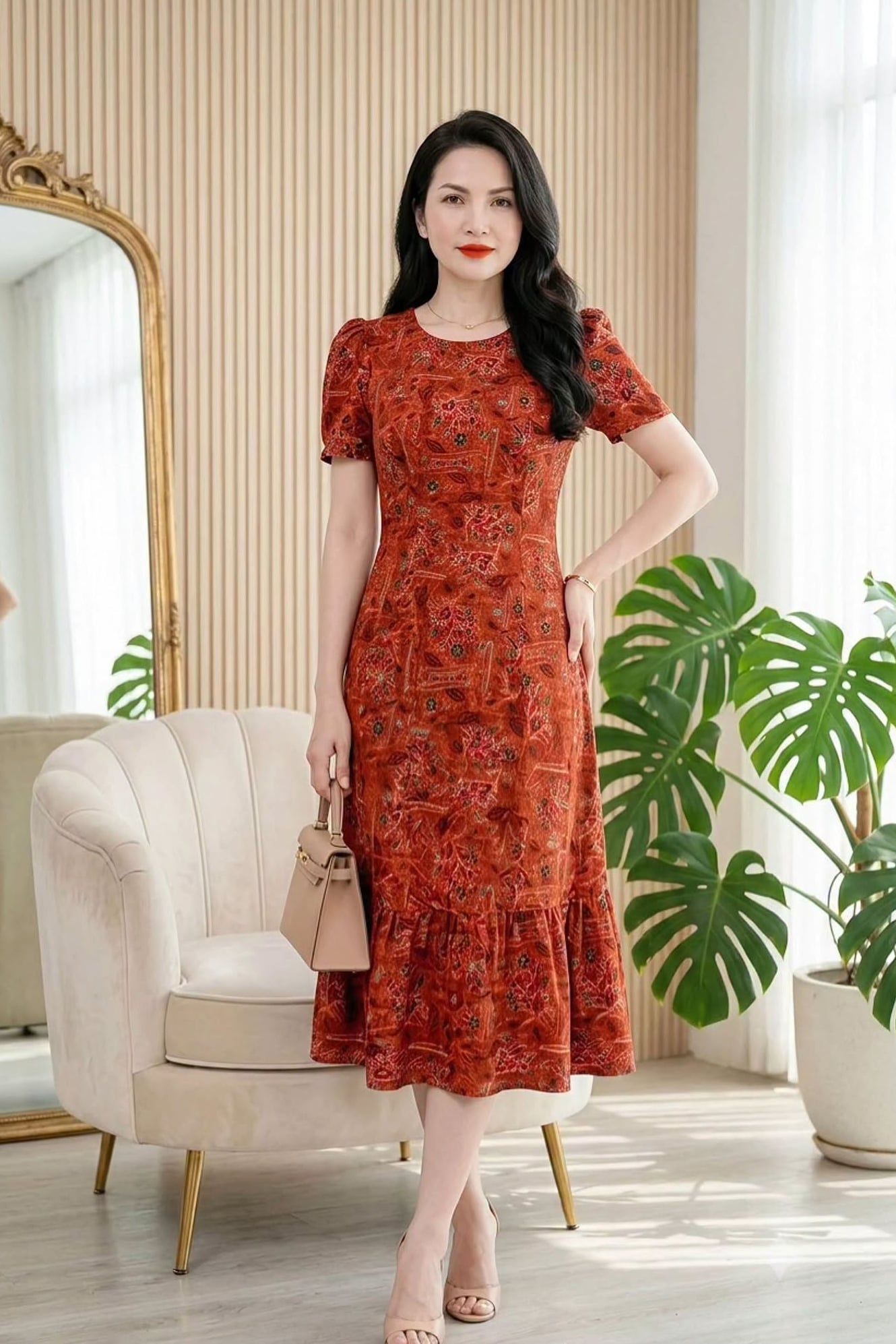 Đầm Suông A Đuôi Cá Chất Linent Cao Cấp Bản Giới Hạn DL722