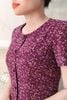 Đầm Linen Suông A Tím Cẩm Hoa Nhí Xẻ Trụ Phối Cúc Tôn Dáng Gọn DL725