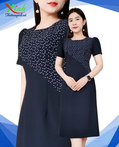  Đầm Suông Bi Phối Voan Cách Điệu DL783 