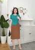 Đầm PEPLUM NÂU PHỐI THÂN ÁO XANH LỤA Tôn Dáng DL802