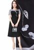Đầm kết hoa phối organza xám tây thời thượng DL832