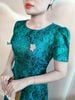 Đầm Gấm Hoàng Gia vân nổi Thượng hạng tặng kèm cài áo DL863