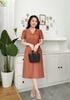 Đầm Cam Nâu Suông A giả vest phối cúc DL923