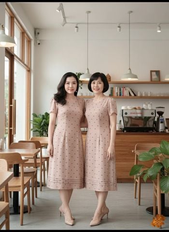  Đầm Suông A Nude da họa tiết nơ nhí tôn da sáng DL943 