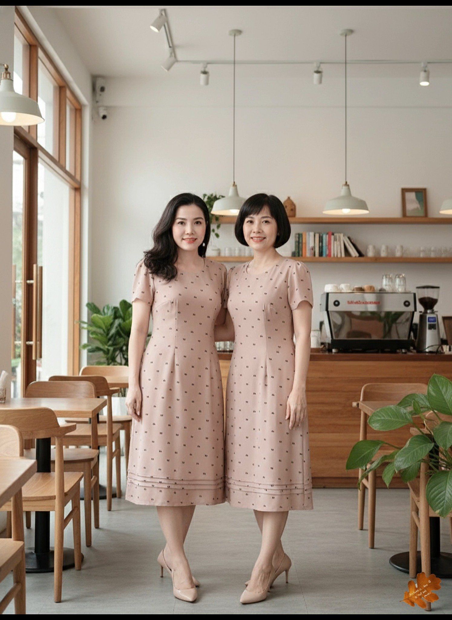 Đầm Suông A Nude da họa tiết nơ nhí tôn da sáng DL943