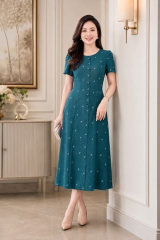  Đầm Suông A Xanh Hoa Nhí Tôn Dáng Gọn Vải Mát Cực Nhẹ DL985 