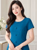 Đầm Suông Công Sở Phối Nút Che Bụng Sang Trọng Vải Co Giãn DL507