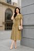 Đầm Suông Trung Niên Chất Linen Vàng Chanh Xẻ Trụ Phối Cúc Thanh Mảnh DL724