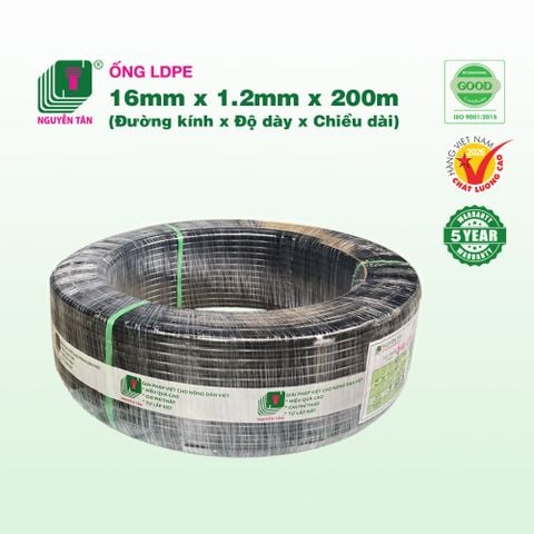 Ống cứng LDPE Nguyễn Tân 16mm x 1.2mm x 200m
