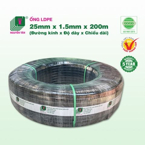 Ống tưới LDPE Nguyễn Tân 25mm x 1.5mm x 200m