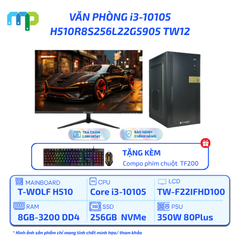 PC T-WOLF Văn Phòng Intel i3-G10105/H510/8GB/SSD 256GB/350W/22