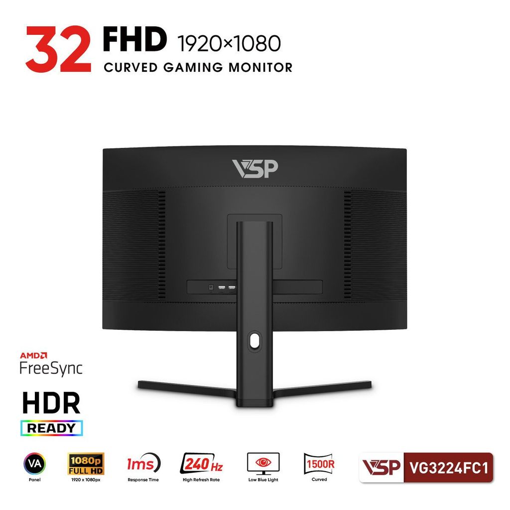 Màn hình Gaming FPS VSP VG3224FC1 | 31.5 inch, Full HD, VA, 240hz, 1ms, cong