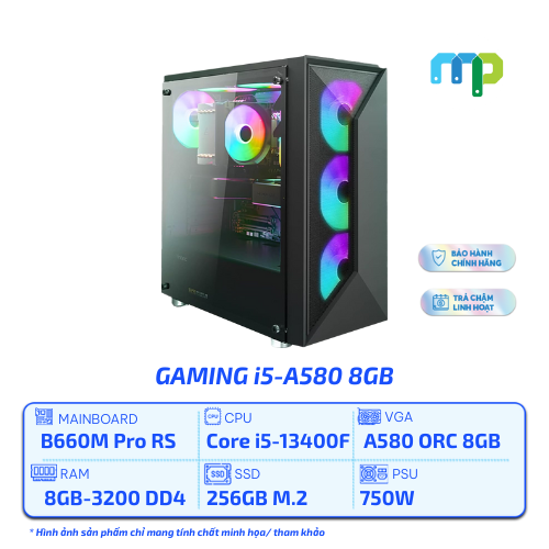 PC MPC Gaming i5-13400F/B660M/8GB/256GB SSD/VGA Arc A580 8GB/750W