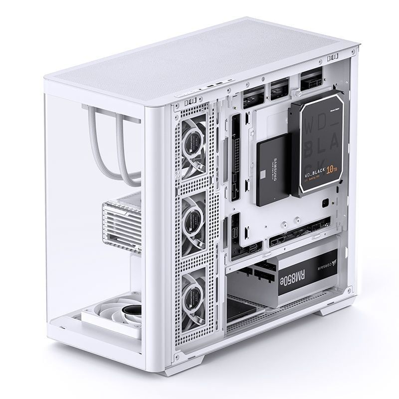 Thùng máy Jonsbo D300 - White | Micro ATX, kính cong