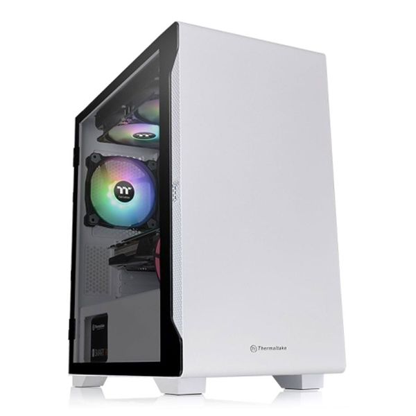 Vỏ máy tính Case Thermaltake S100 Tempered Glass Snow Trắng (Kèm Sẵn 1 Fan Đen)