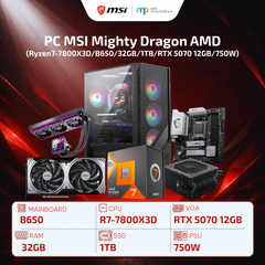 PC MSI Mighty Dragon AMD (Ryzen 7-7800X3D/B650/32GB/SSD 1TB/ RTX 5070/750W)