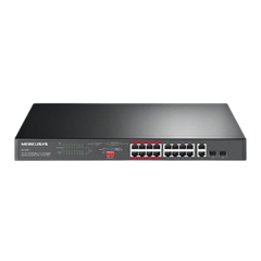 Switch Mercusys Gigabit 16 cổng 10/100Mbps+ 2 cổng Gigabit Rackmount (có 16 cổng PoE+) MS118CP