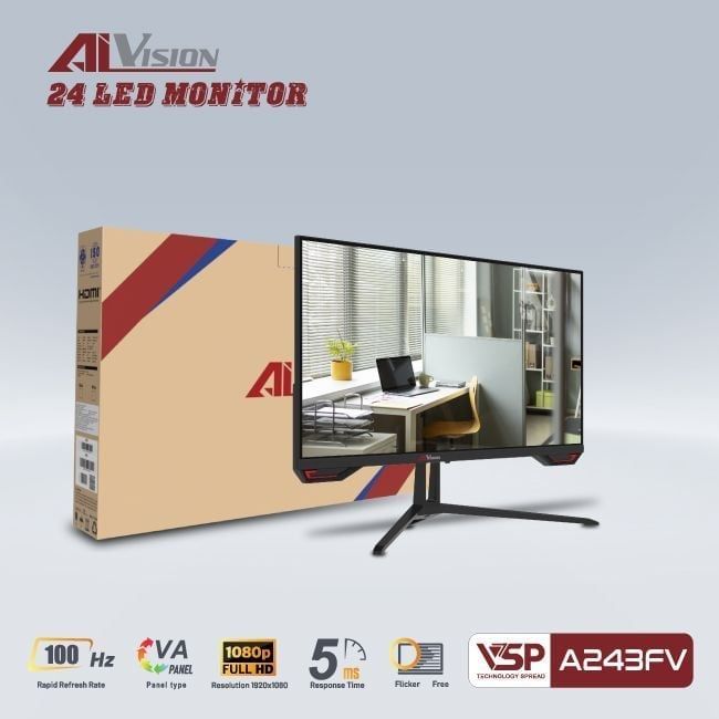 Màn hình AIVISION A243FV | 23.8 inch, Full HD, VA, 100hz, 5ms, phẳng