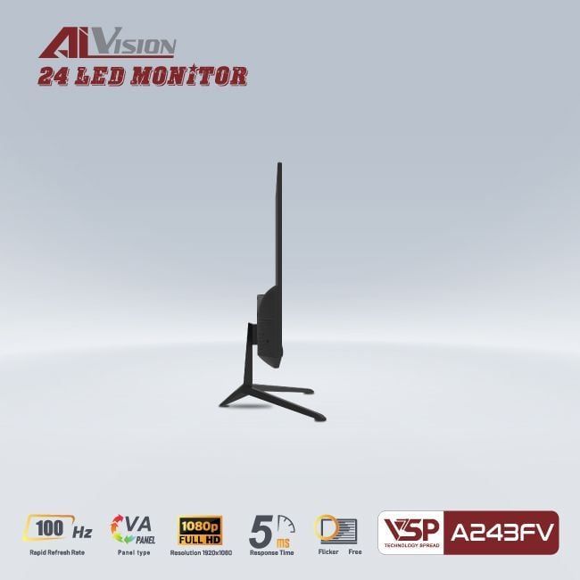 Màn hình AIVISION A243FV | 23.8 inch, Full HD, VA, 100hz, 5ms, phẳng