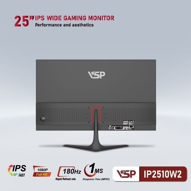 Màn hình VSP IP2510W2 - Đen | 24.5 inch, Full HD, Fast IPS, 180Hz, 1ms, phẳng