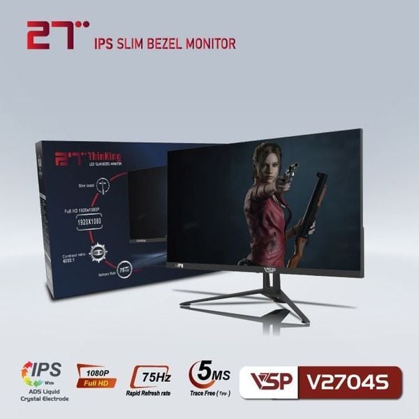 Màn hình VSP V2704S Đen | 27 inch/ Full HD/ IPS/ 75Hz/ 5ms/ phẳng