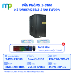 PC T-WOLF Văn phòng Intel Core i3-8100/H310/8GB/SSD 256GB/350W H310R8SM256i3-8100 TW09A