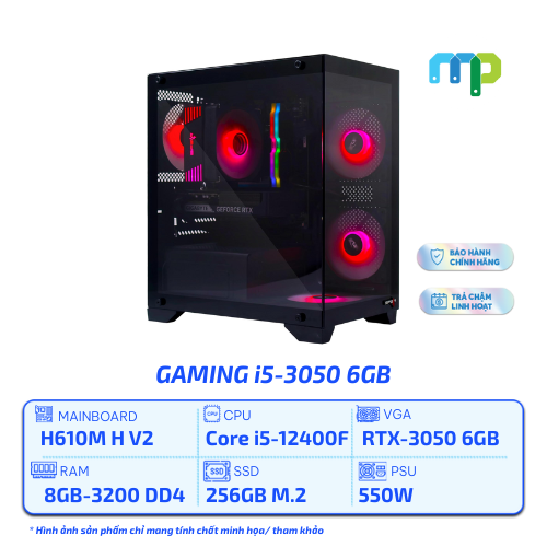 PC MPC Gaming i5-12400F/H610/16GB/RTX 3050 6GB/SSD 256GB/550W
