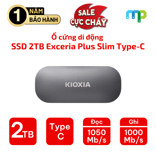 Ổ cứng gắn ngoài SSD 2TB Exceria Plus Portable Slim type-C Kioxia