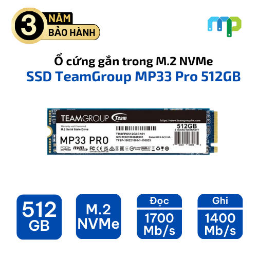 Ổ cứng gắn trong SSD TeamGroup MP33 Pro 512GB M.2 NVMe