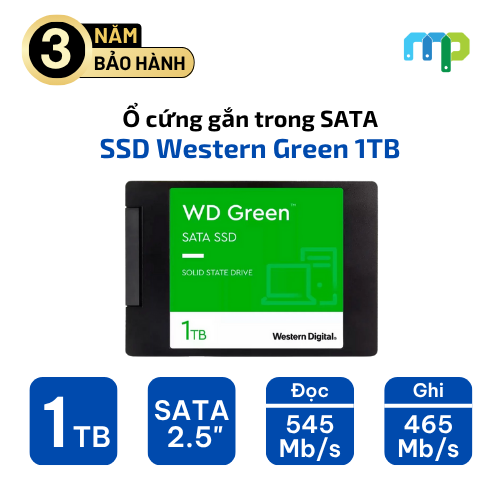 Ổ cứng SSD Western Digital Green 1Tb 2.5” WDS100T3G0A-00BJG0