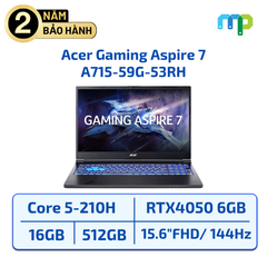 Laptop Acer Gaming Aspire 7 A715-59G-53RH Core 5-210H/16GB/SSD 512GB/15.6