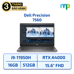 Laptop Dell Precision 7560 I9-11950H/16GB/SSD 512GB/RTX A4000/15.6
