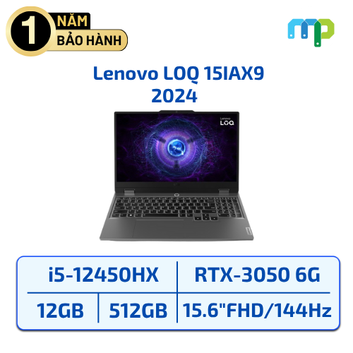 Laptop Lenovo LOQ 2024 15IAX9 I5-12450HX/12GB/SSD 512GB/RTX 3050 6G/15.6