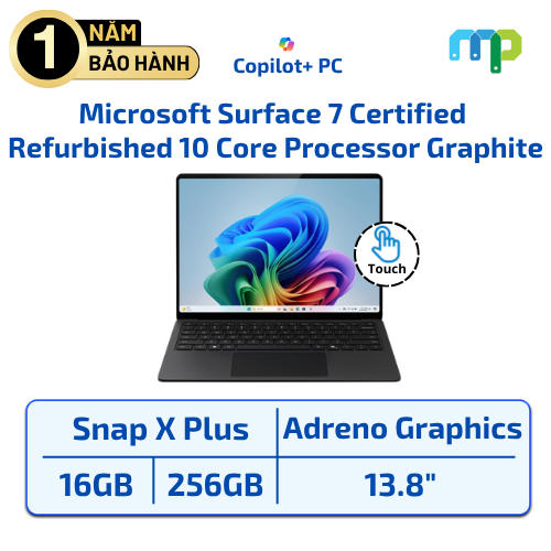 Laptop Microsoft Surface 7 (Certified Refurbished) Snapdragon® X Plus 10 Core Processor/16 GB/256GB/13.8” Touch/Win11 Graphite
