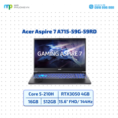 Laptop Acer Aspire 7 A715-59G-59RD Core 5-210H/16GB/SSD 512GB/RTX3050 4GB/15.6